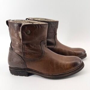 Frye Celia Brown Leather Shearling Lined Short Boot 9B Deadstock Winter Cozy